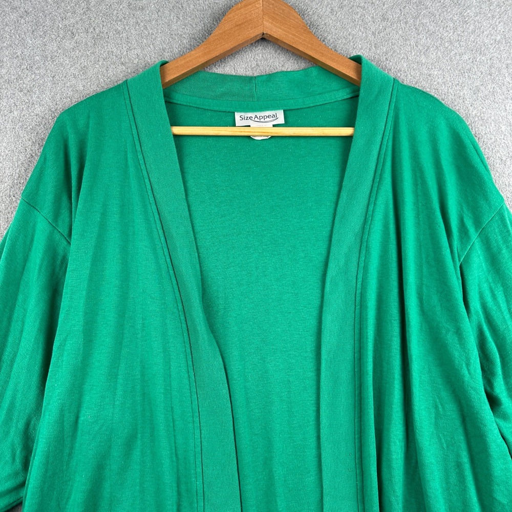 Size Appeal Cardigan Womens 1X 88017 Green Open Front Made in USA Vintage